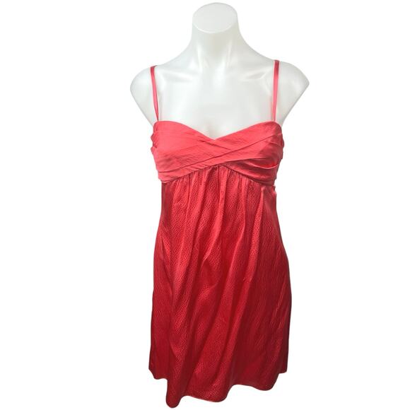 BCBGMaxazria Pink 100% Silk Bow Spaghetti Cami Camisole Mini Tank Slip Dress 2 - Picture 1 of 6